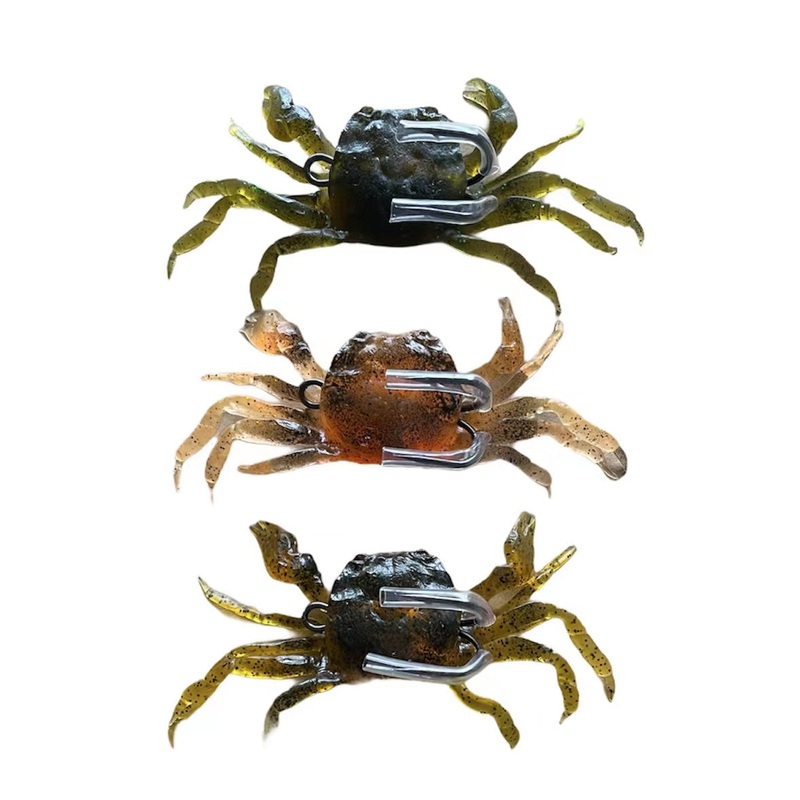 10 Packs Artificial Simulation Soft Plastic Crab 3D Lure Fishing Tackle Brown