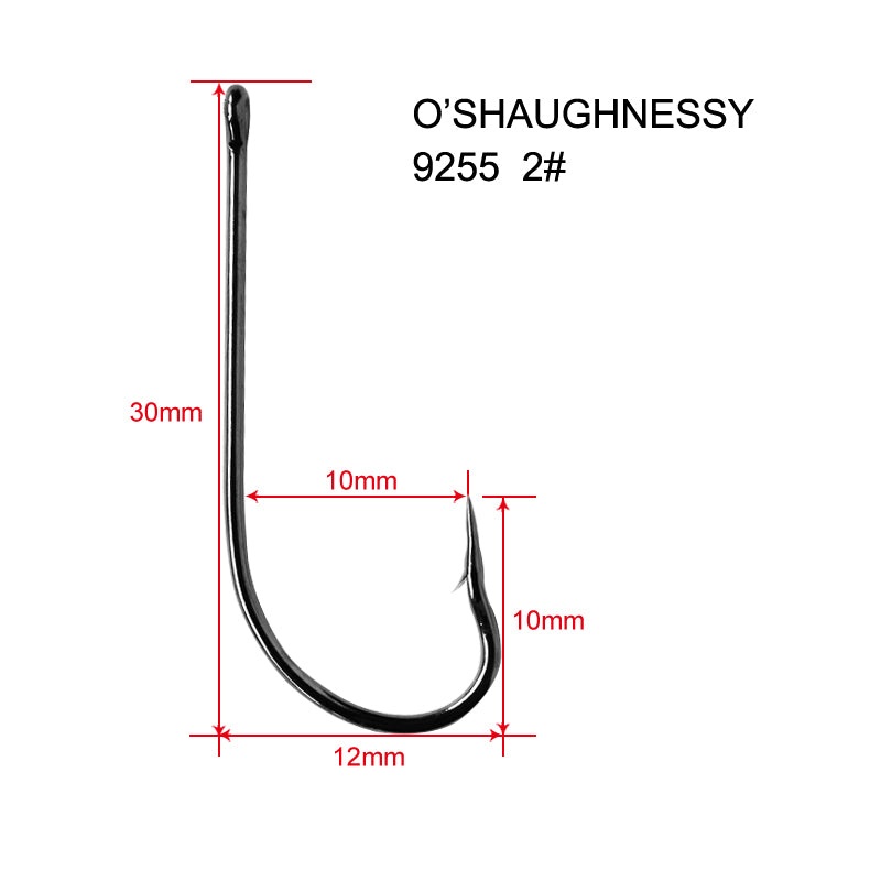 100 x 2# Chemically Sharpened O’Shaughnessy Hooks Fishing Tackle