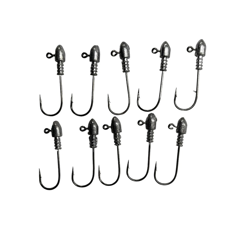 10pcs Size , 1/16 Jig Head Chemically Sharpened Hook Fishing Tackle