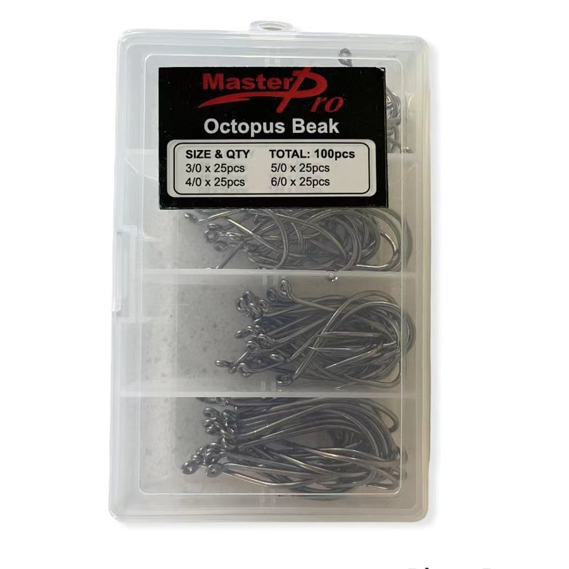 100 X Chemically Sharpened Octopus Beak Hooks at 4 Sizes 3/0-6/0 Fishing Tackle