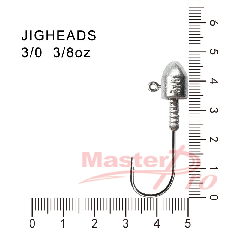 10pcs Size 3/0, 3/8OZ Jig Head Chemically Sharpened Hook Fishing Tackle