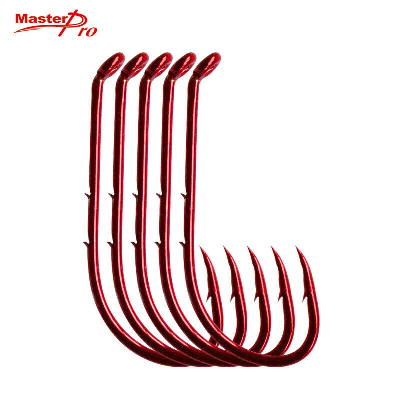 100xChemically Sharpened Baitholder Hooks 2# Red Fishing Tackle