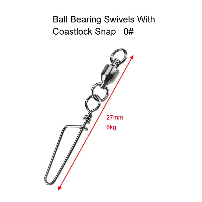 20 X Size0# Ball Bearing Swivels with Coastlock Snap Fishing Tackle