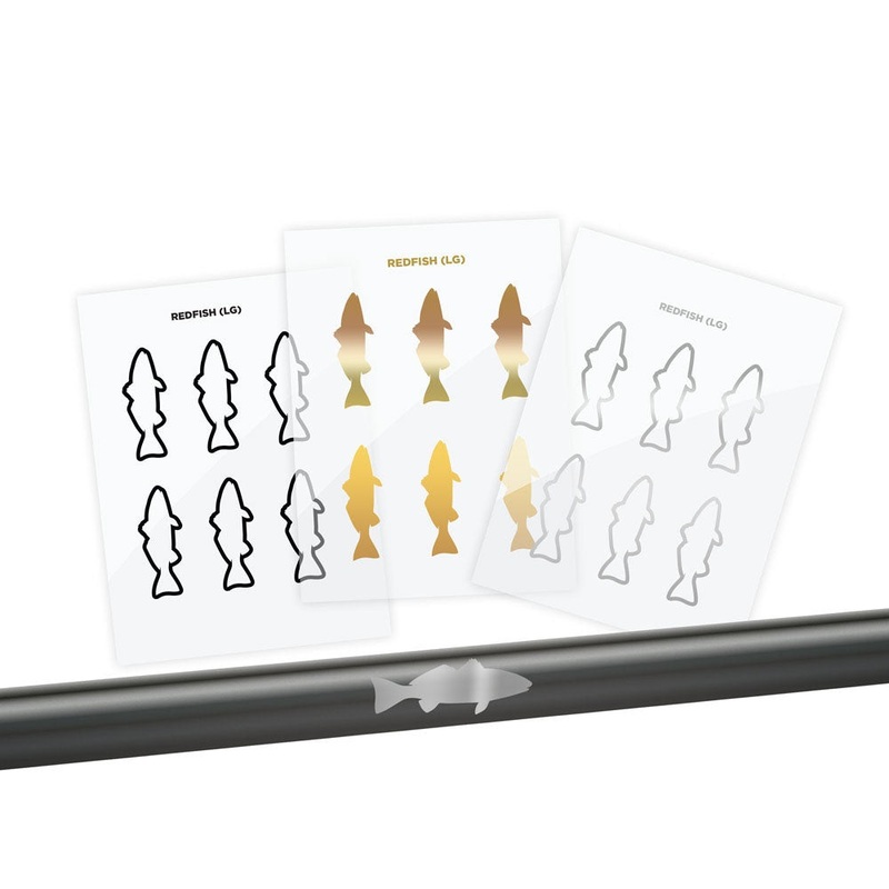 Redfish Silhouette Rod Decals – Peel & Stick Solid Small Gold
