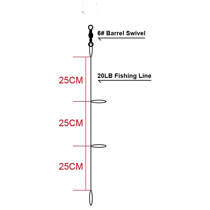 MASTERPRO 10pcs Fishing DIY Paternoster Rigs  20LB Line, 6# Barrel Swivel  Bonus 65pcs Hooks