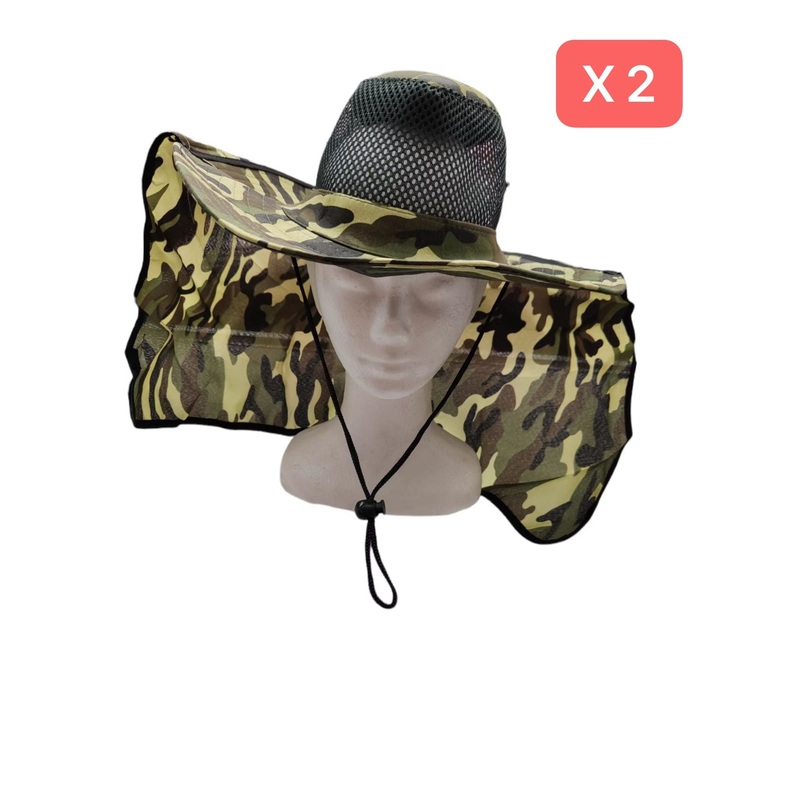 2pcs Full-brim ventilated hat with neck protector