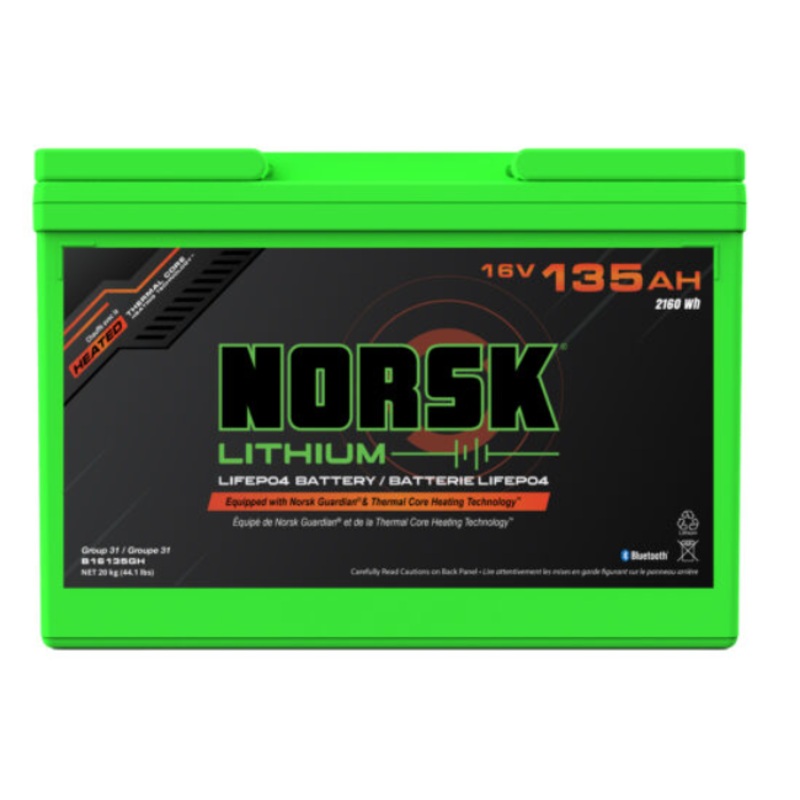 16V 135AH HEATED LiFePO4 Lithium Deep Cycle Battery  Norsk Lithium