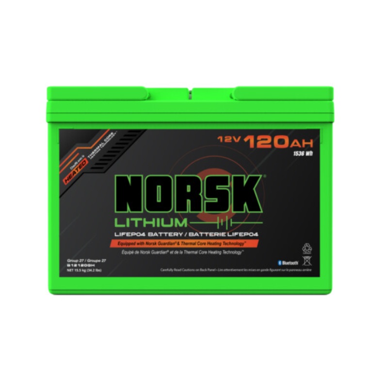 12V 120AH HEATED LiFePO4 Lithium Deep Cycle Marine Battery  Norsk Lithium